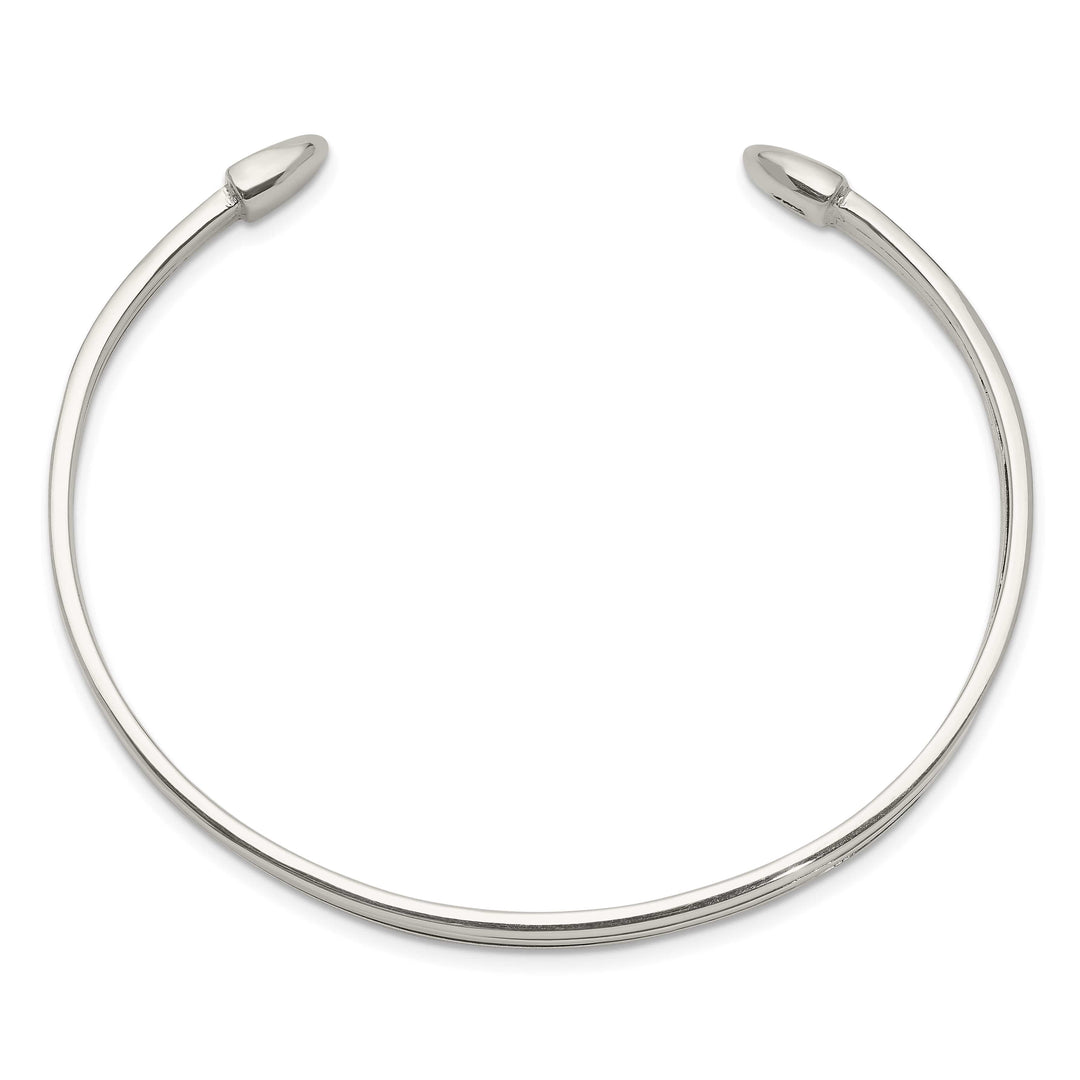 Sterling Silver Polished 3-Row Cuff Bangle