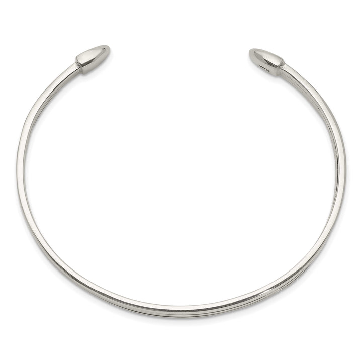 Sterling Silver Polished 3-Row Cuff Bangle