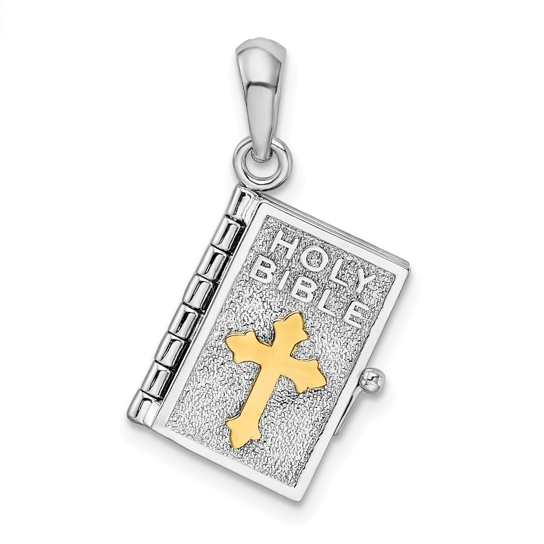 Sterling Silver Polished 3D Lord's Prayer Holy Bible Pendant