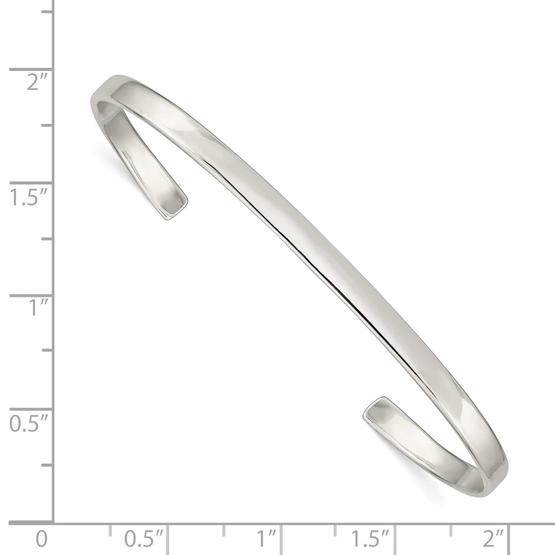 Sterling Silver Polished 3mm Cuff Bangle