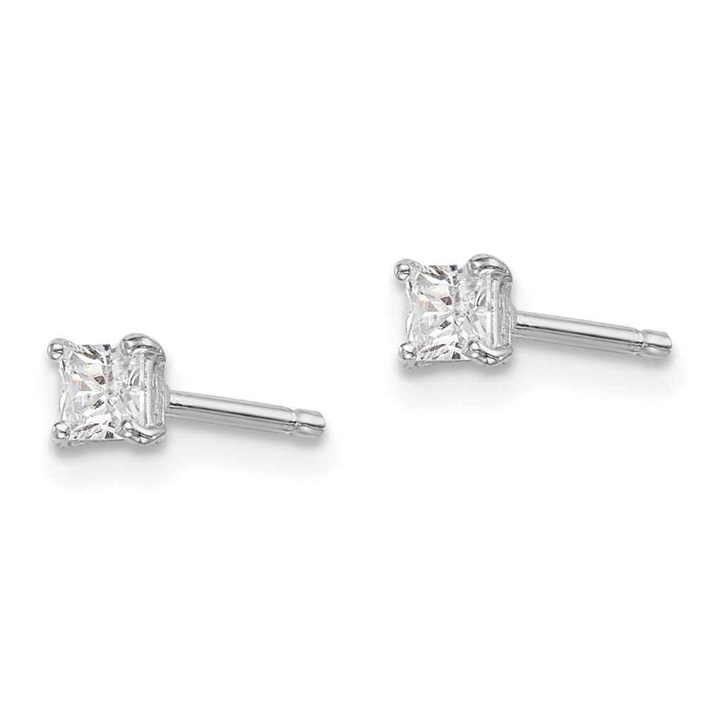 Sterling Silver Polished 3mm Square CZ Stud Earrings