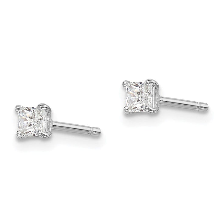Sterling Silver Polished 3mm Square CZ Stud Earrings