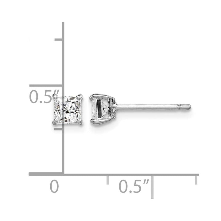 Sterling Silver Polished 4mm Square CZ Stud Earrings