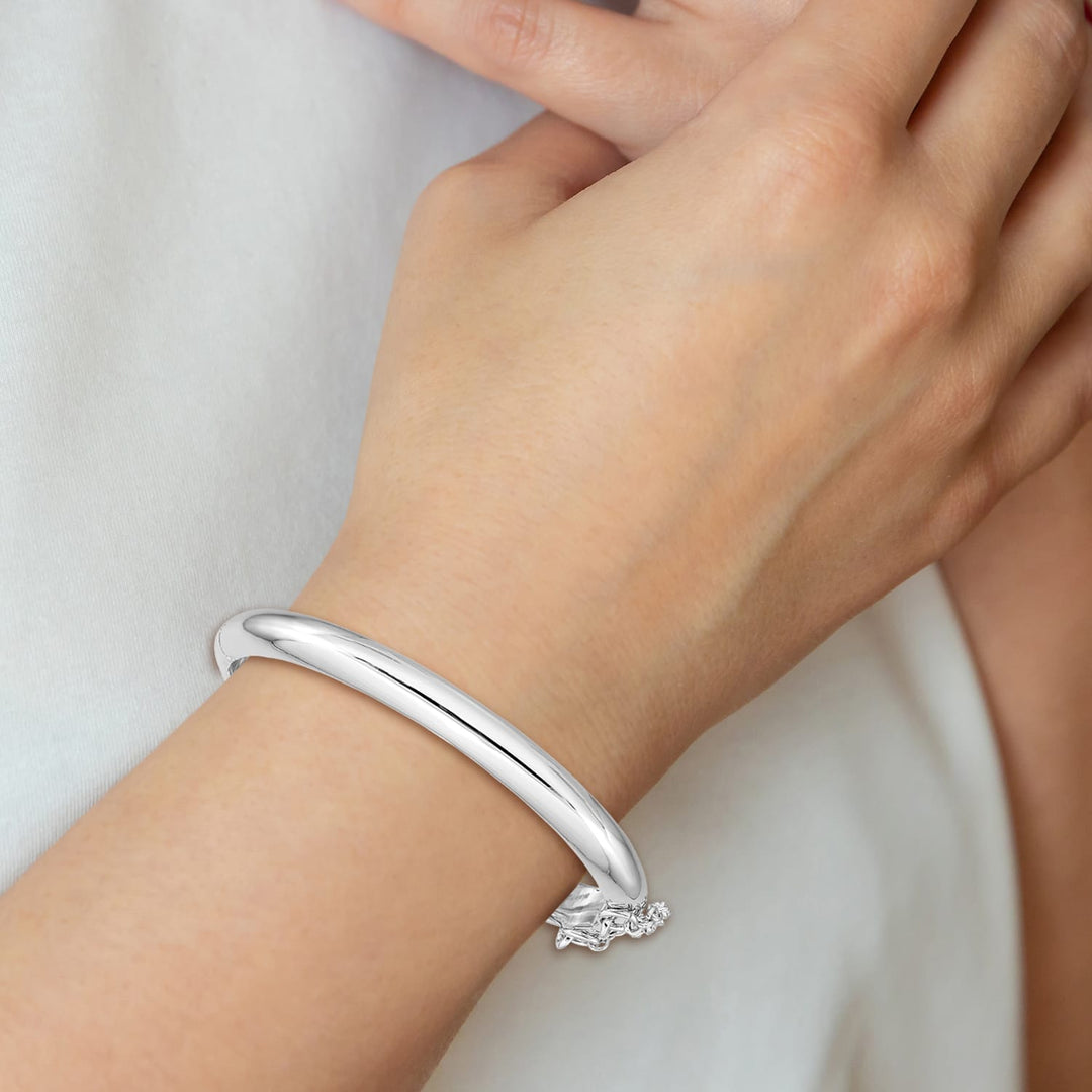 Sterling Silver Polished 5mm with Safety Hinged Children's Bangle