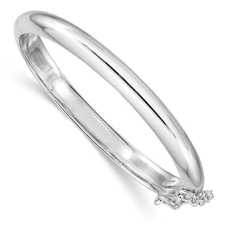 Sterling Silver Polished 5mm with Safety Hinged Children's Bangle