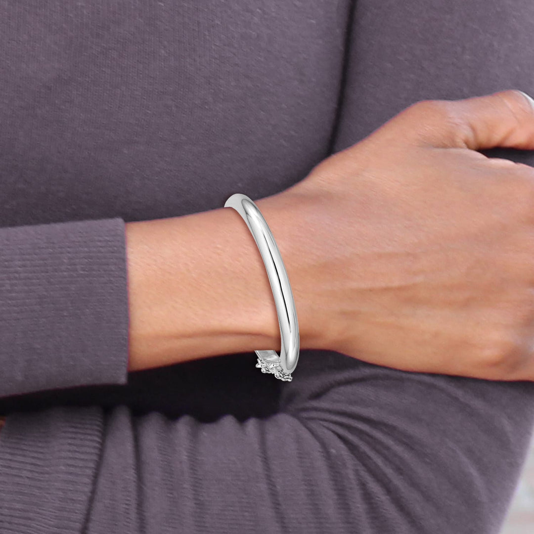 Sterling Silver Polished 5mm with Safety Hinged Children's Bangle