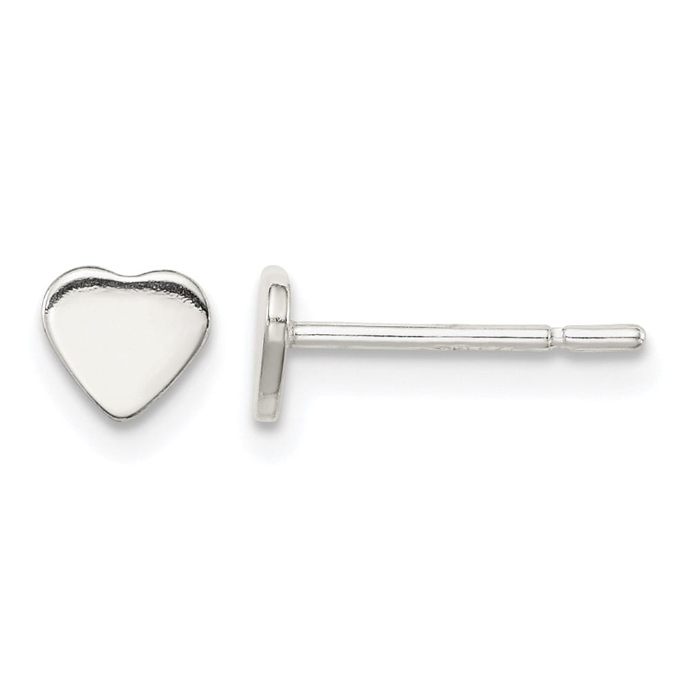 Sterling Silver Polished 6mm Heart Post Earrings
