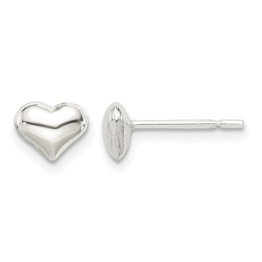 Sterling Silver Polished 7mm Heart Post Earrings