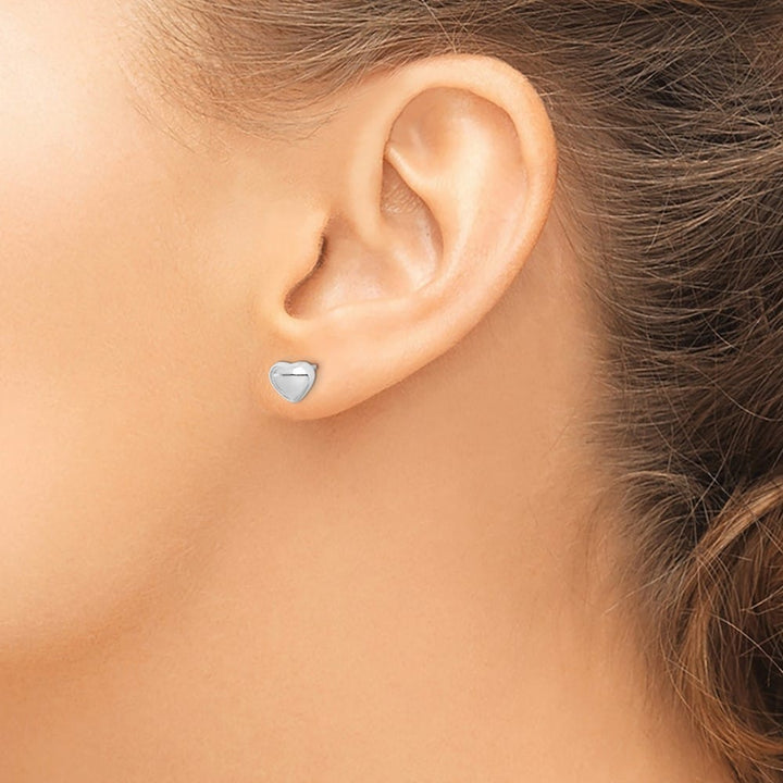 Sterling Silver Polished 9mm Heart Post Earrings