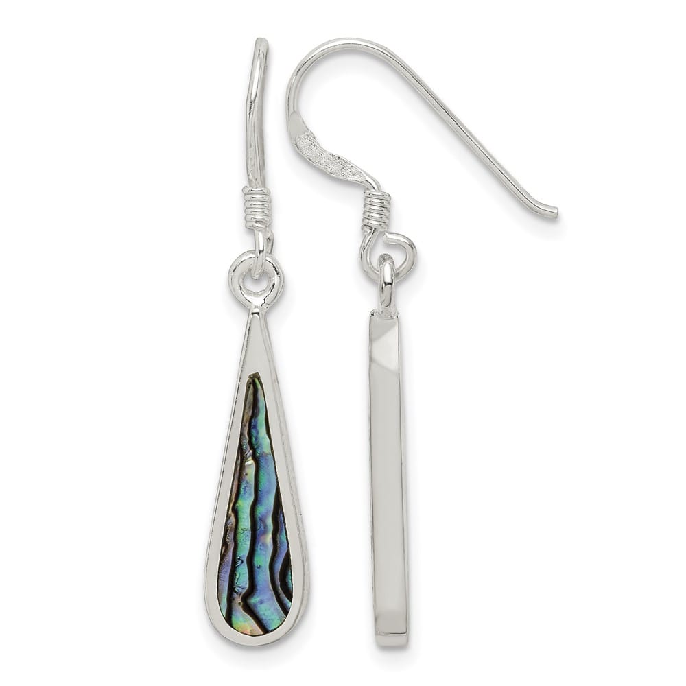 Sterling Silver Polished Abalone Teardrop Dangle Earrings, view 1 of 4