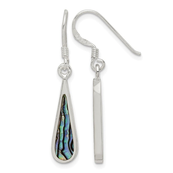 Sterling Silver Polished Abalone Teardrop Dangle Earrings, view 1 of 4