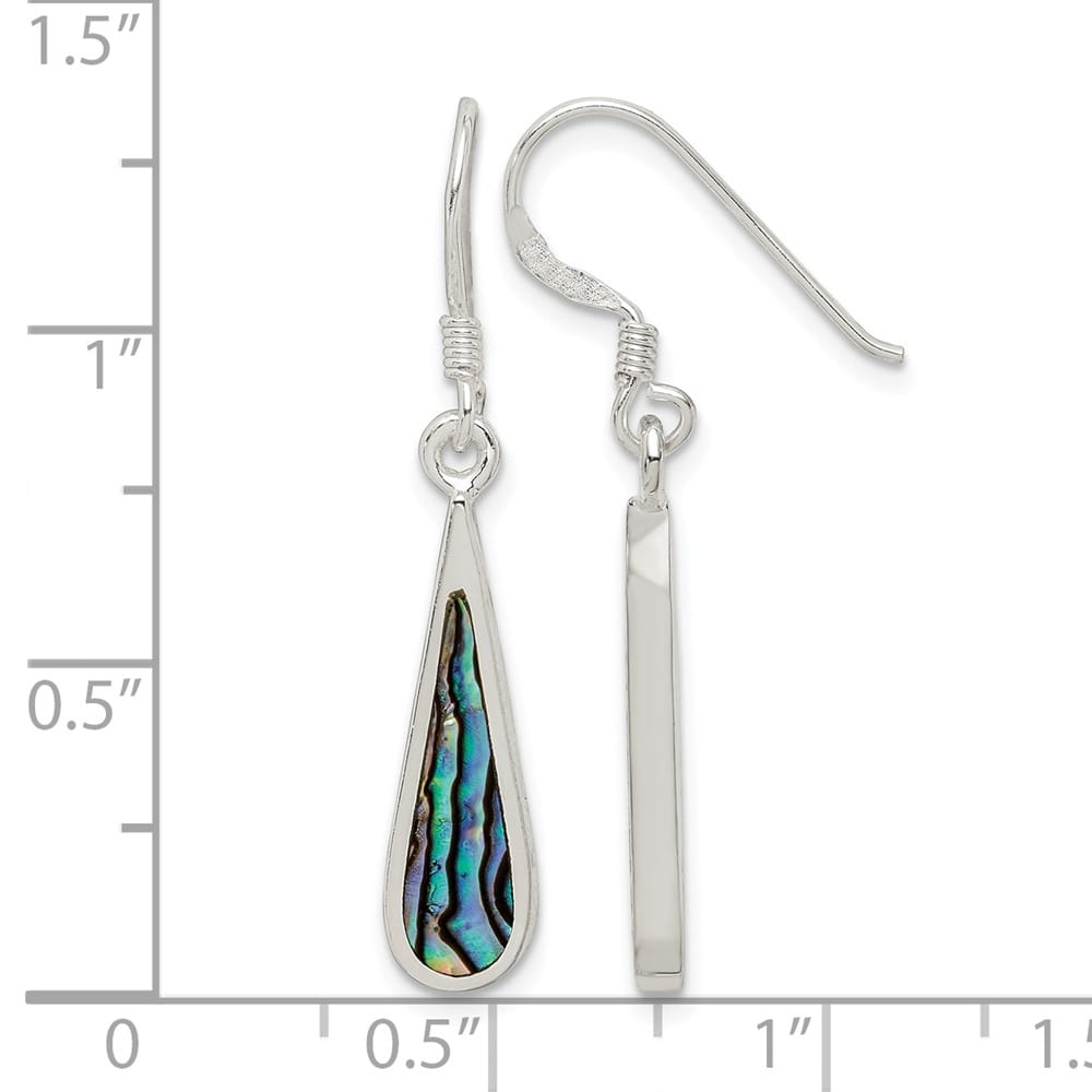 Sterling Silver Polished Abalone Teardrop Dangle Earrings, view 4 of 4