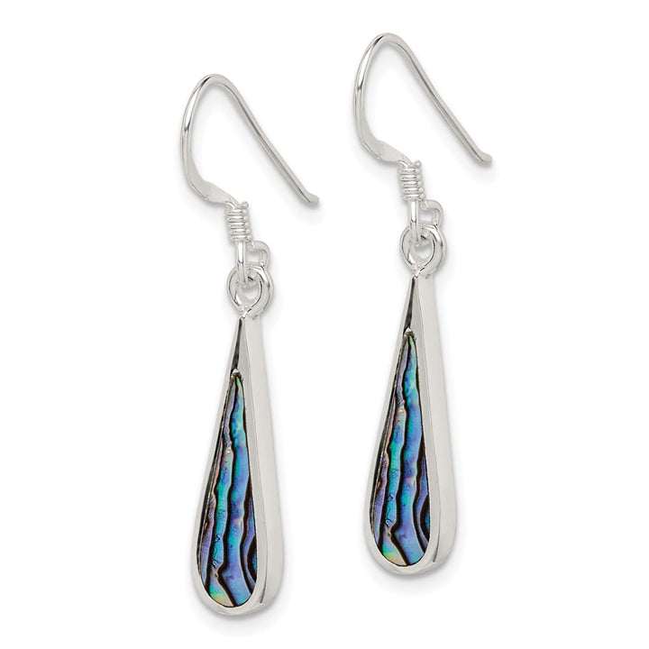 Sterling Silver Polished Abalone Teardrop Dangle Earrings, view 2 of 4