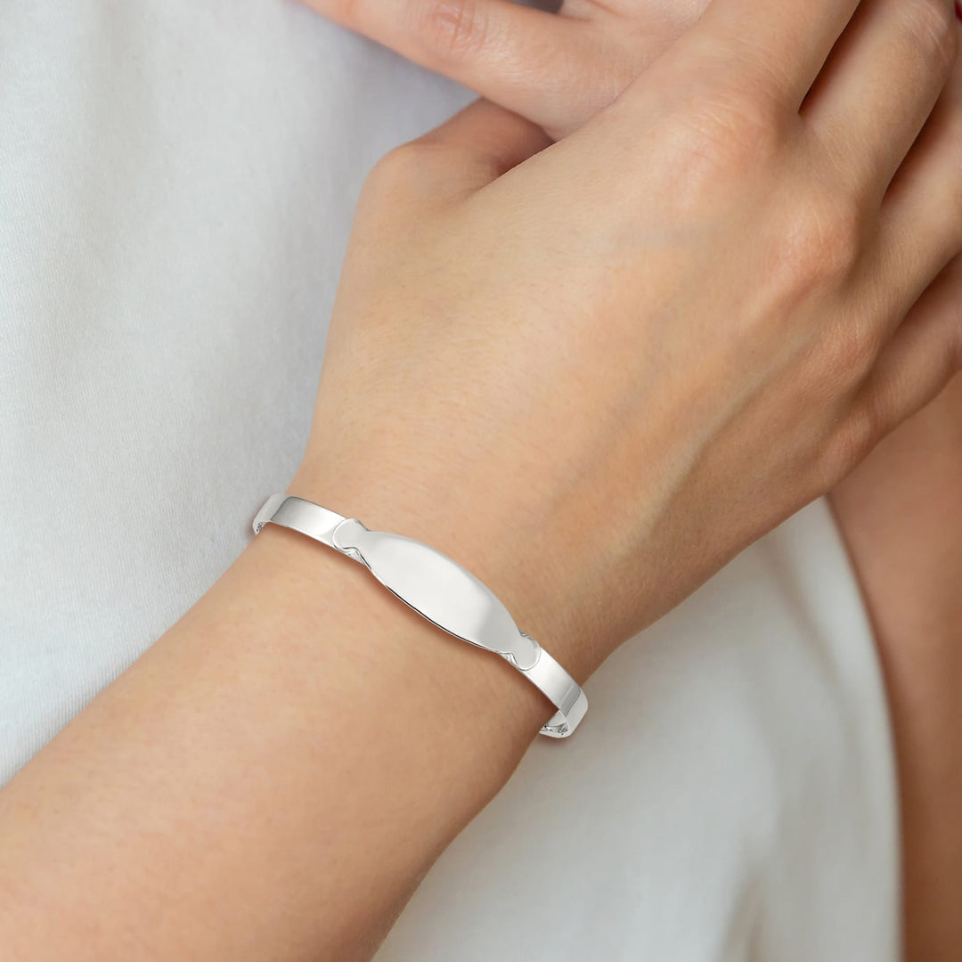 Sterling Silver Polished Adjustable I.D. Baby Bangle Bracelet