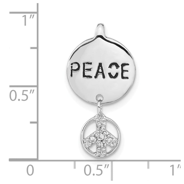 Sterling Silver Polished and Antiqued CZ Peace Pendant