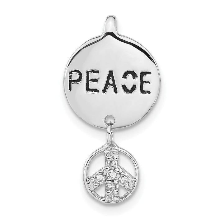 Sterling Silver Polished and Antiqued CZ Peace Pendant