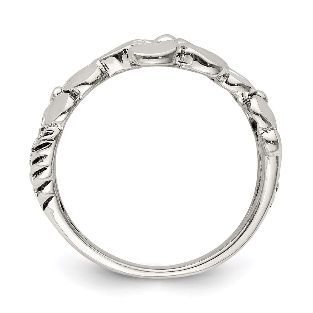 Sterling Silver Polished and Antiqued Flower Ring