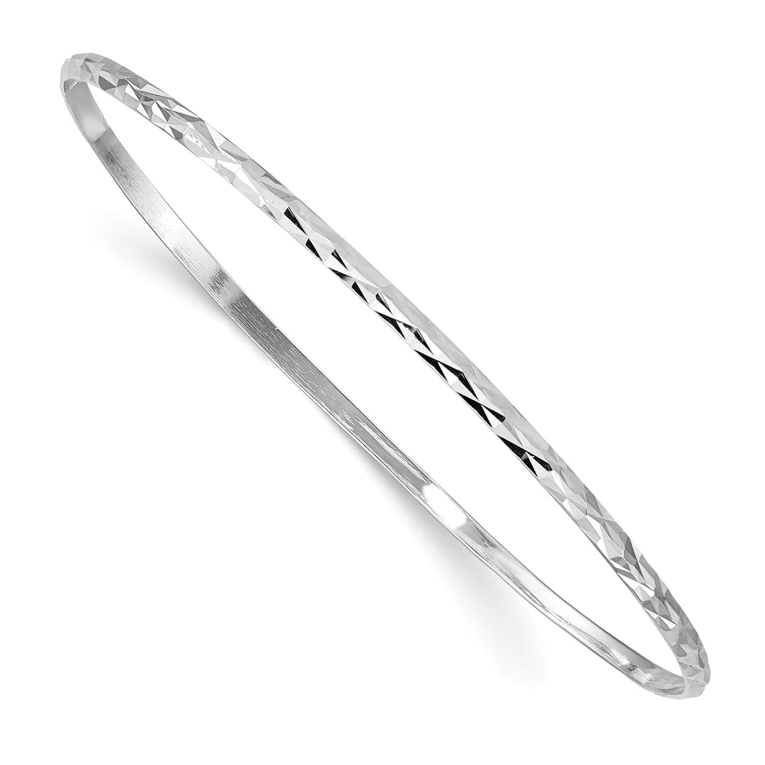 Sterling Silver Polished and D.C. 2mm Slip-on Youth Bangle Bracelet