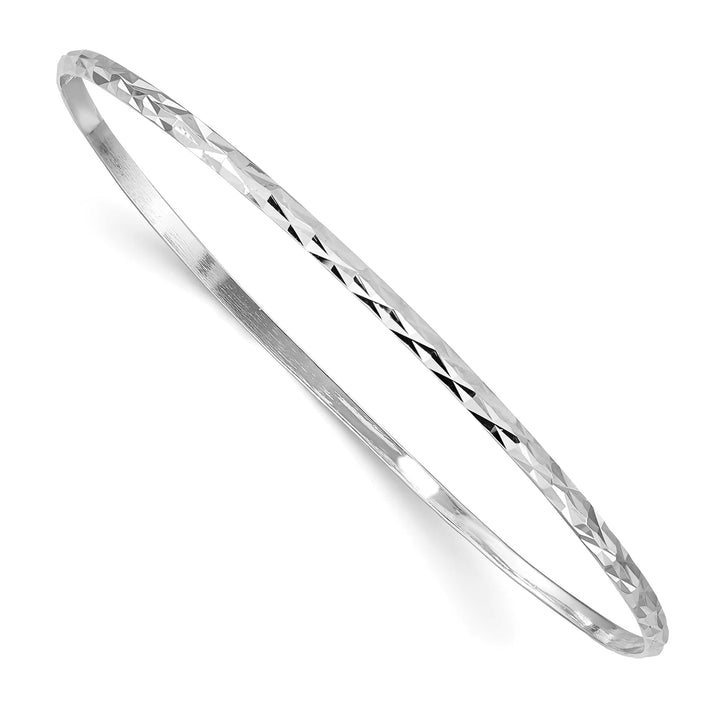 Sterling Silver Polished and D.C. 2mm Slip-on Youth Bangle Bracelet