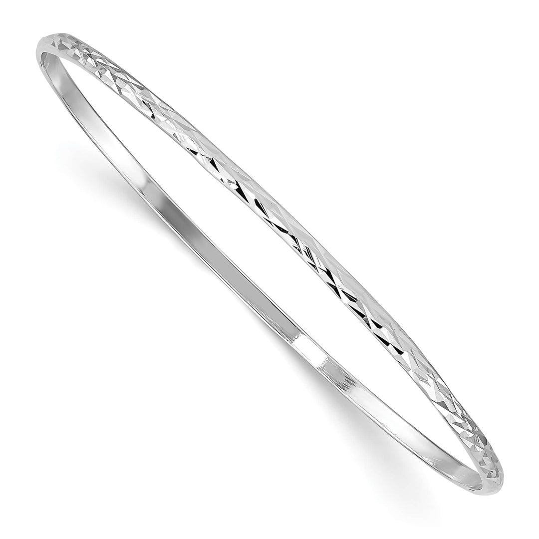 Sterling Silver Polished and D.C. 2mm Slip-on Youth Bangle Bracelet