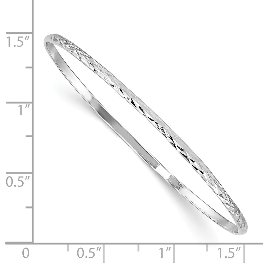 Sterling Silver Polished and D.C. 2mm Slip-on Youth Bangle Bracelet