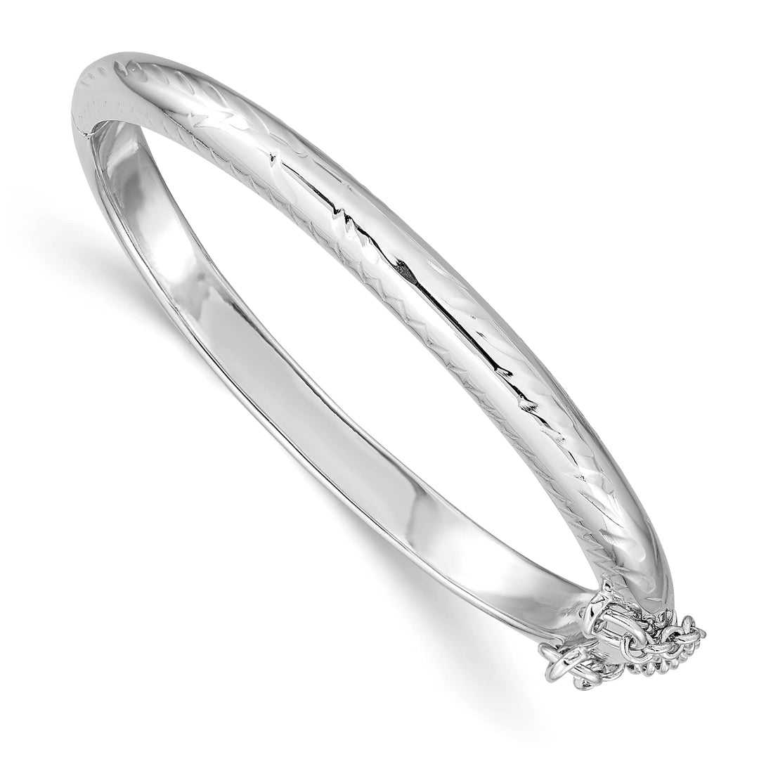 Sterling Silver Polished and D.C. 4mm Hinged Children's Bangle