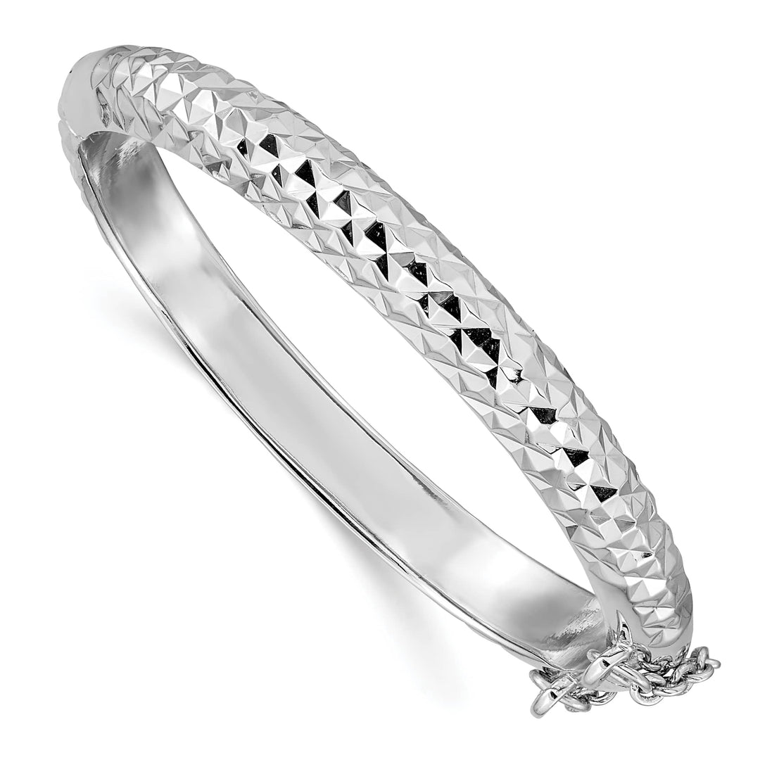 Sterling Silver Polished and D.C. 5.5mm Hinged Children's Bangle