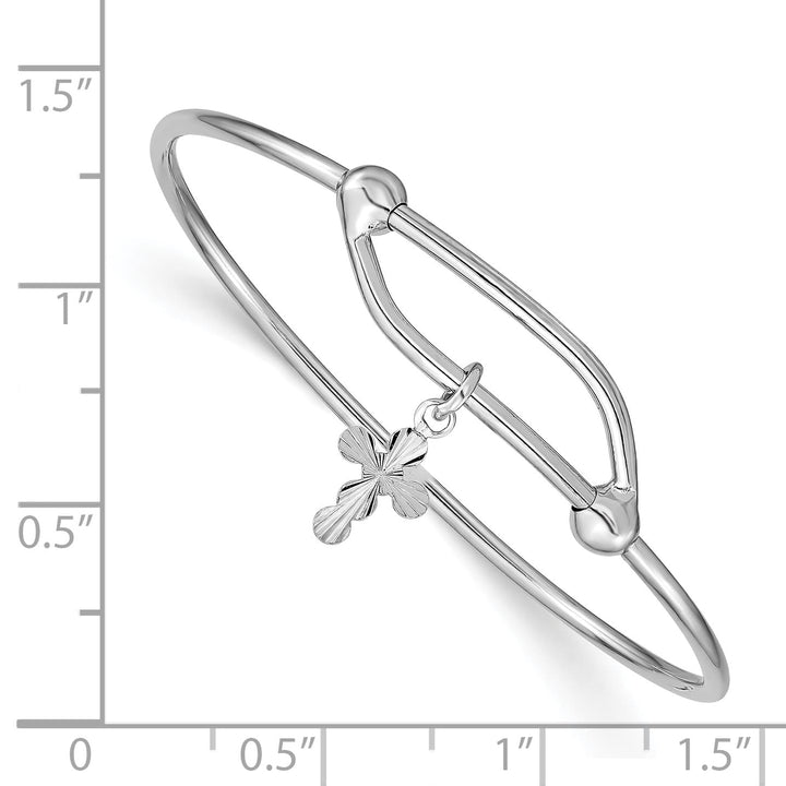 Sterling Silver Polished and D.C. Cross Adjustable Baby Bangle
