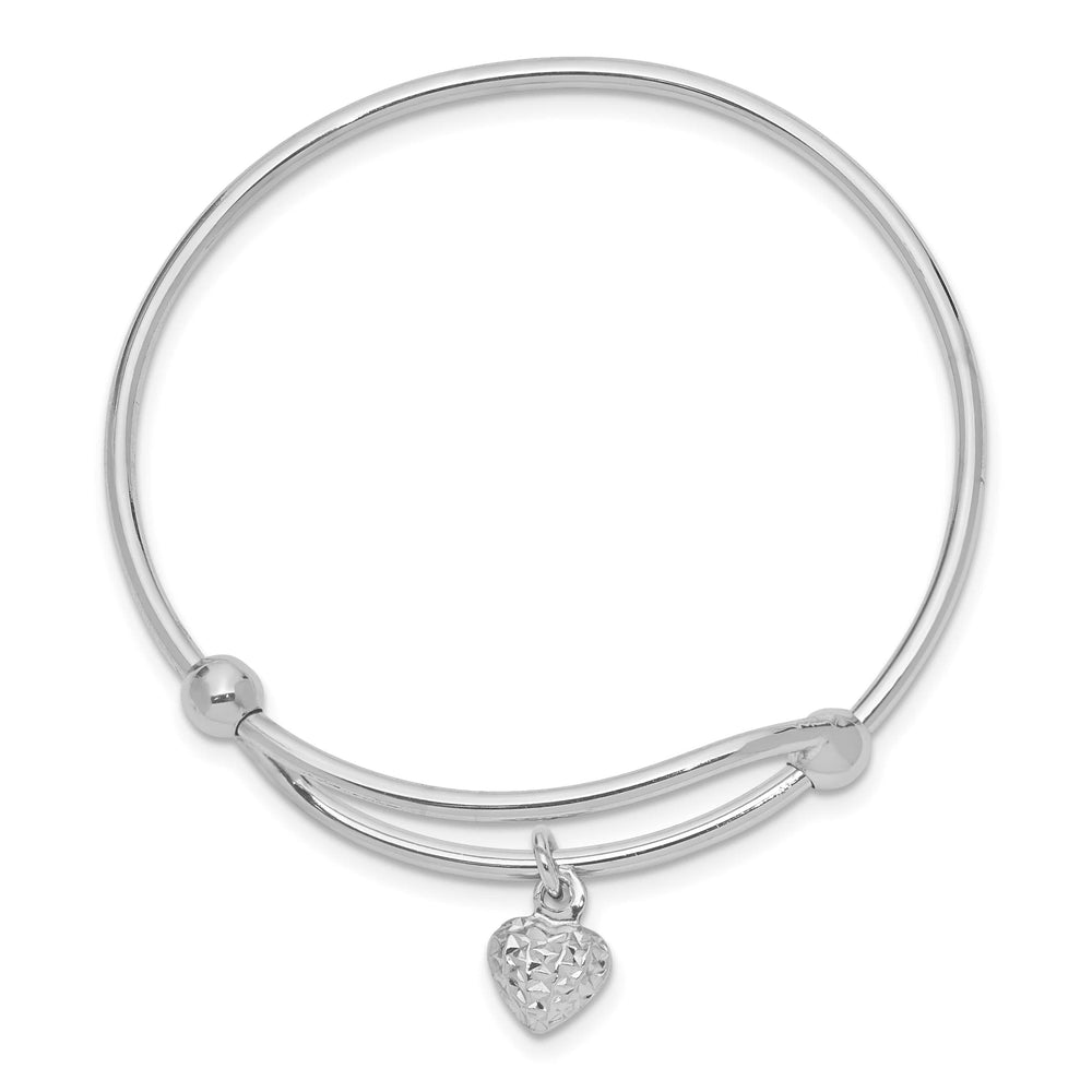Sterling Silver Polished and D.C. Heart Adjustable Baby Bangle