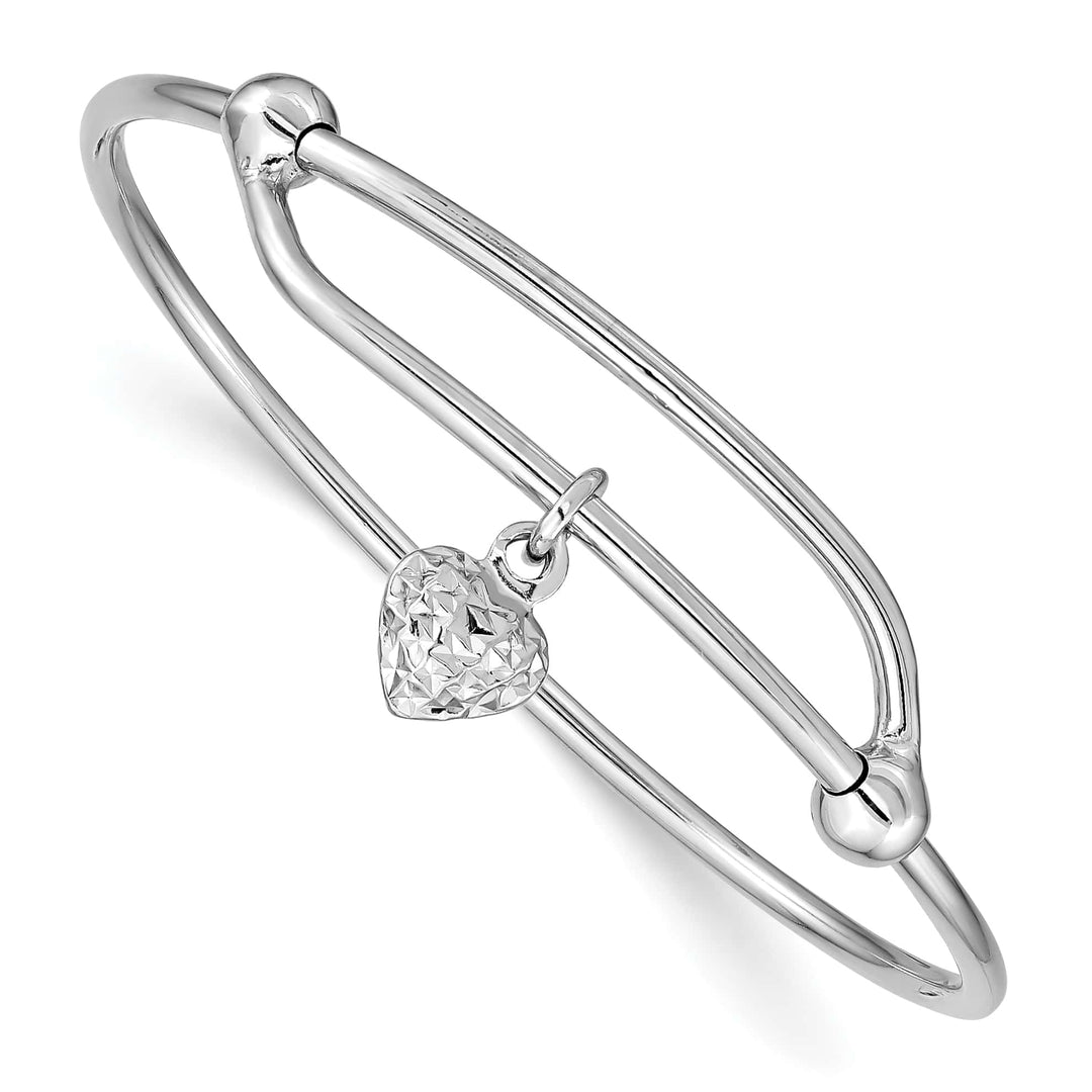 Sterling Silver Polished and D.C. Heart Adjustable Baby Bangle