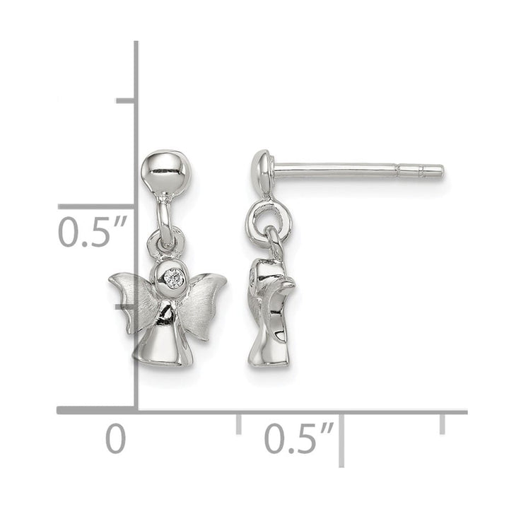 Sterling Silver Polished and Satin Angel Post Earrings, view 4 of 4
