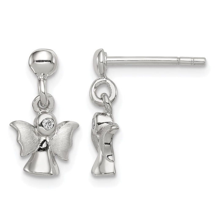 Sterling Silver Polished and Satin Angel Post Earrings, view 1 of 4