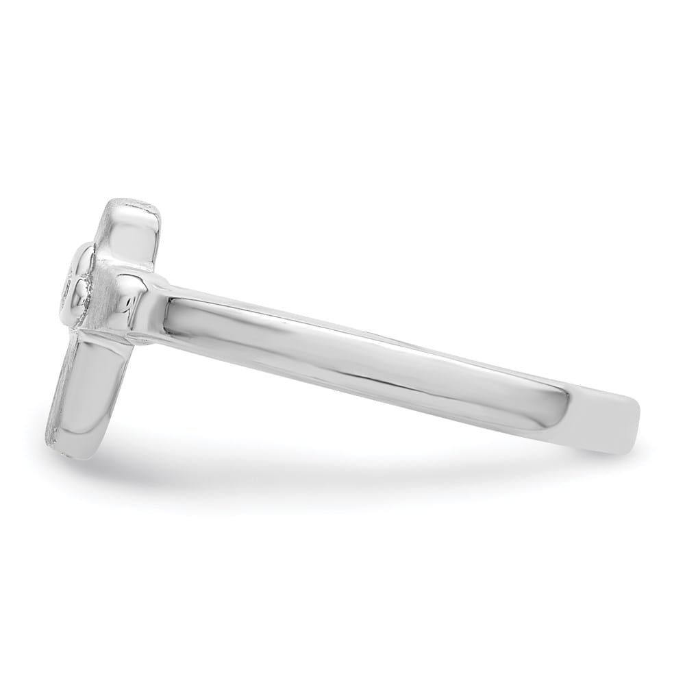 Sterling Silver Polished and Satin CZ Cross Ring