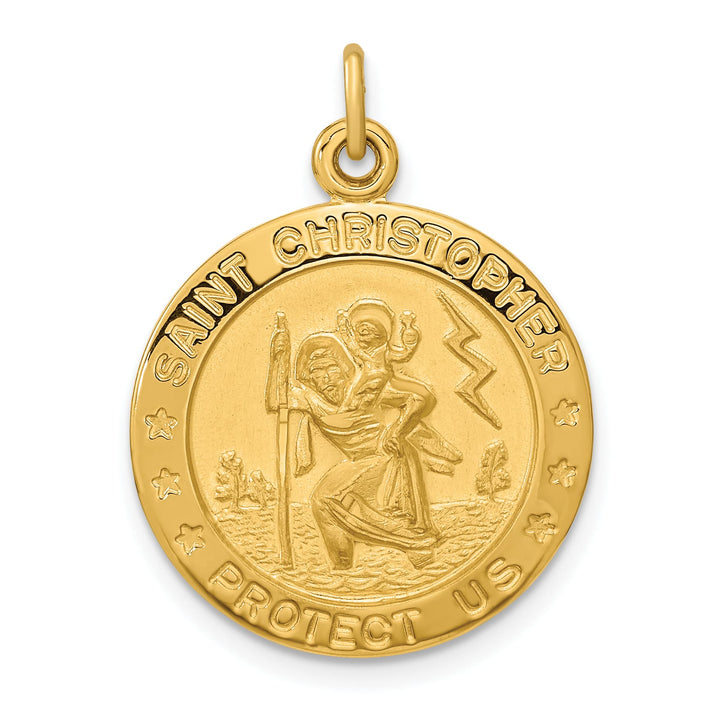 Sterling Silver Polished and Satin Saint Christopher Pendant