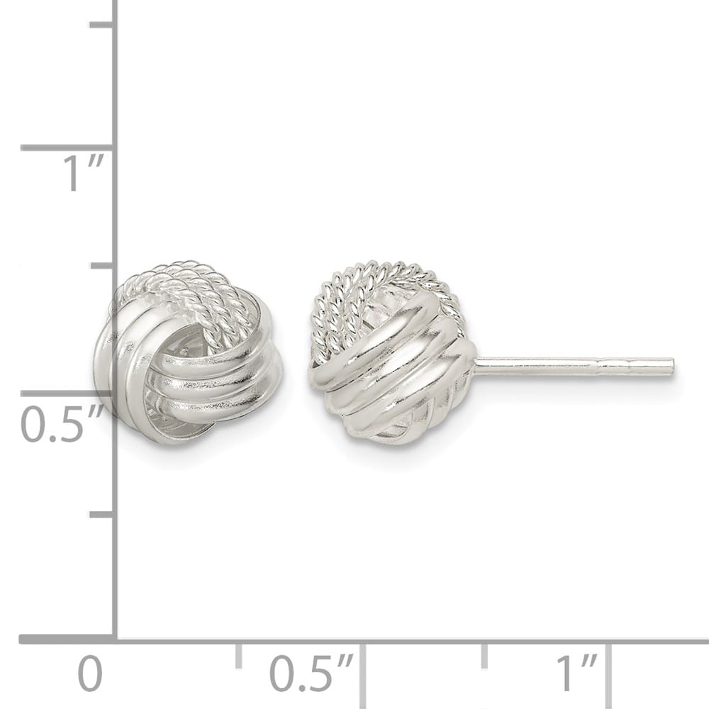 Sterling Silver Polished and Textured 10mm Knot Post Earrings