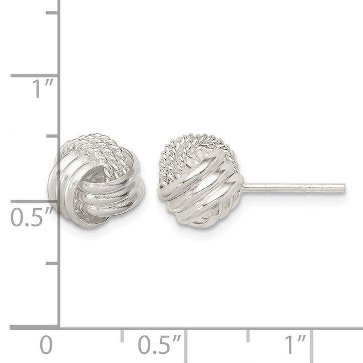Sterling Silver Polished and Textured 10mm Knot Post Earrings