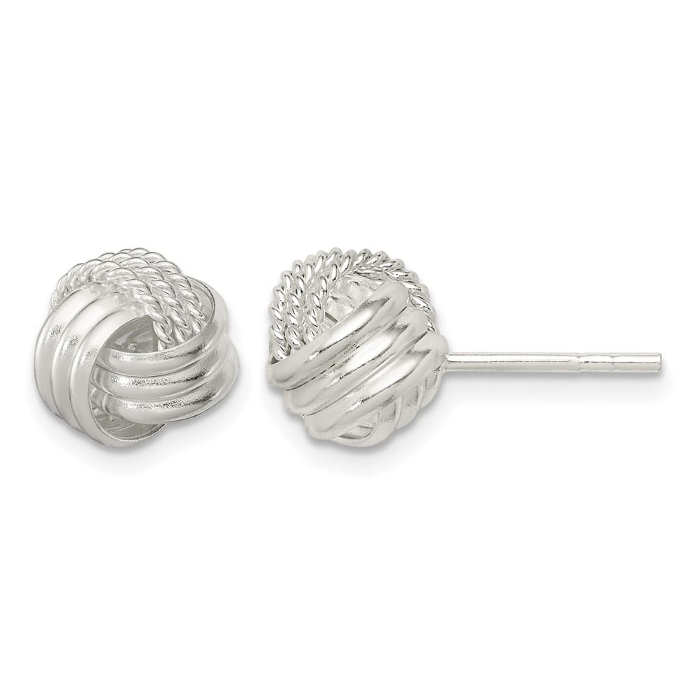 Sterling Silver Polished and Textured 10mm Knot Post Earrings