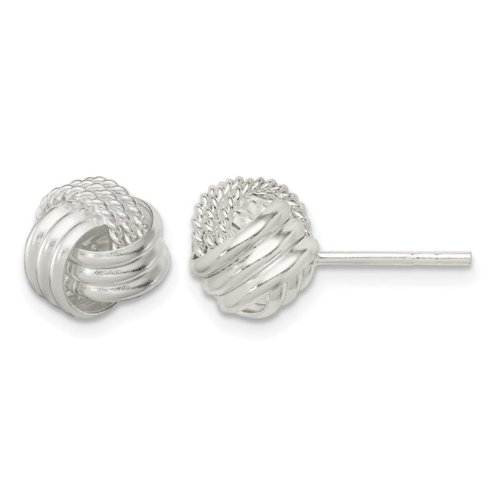 Sterling Silver Polished and Textured 10mm Knot Post Earrings