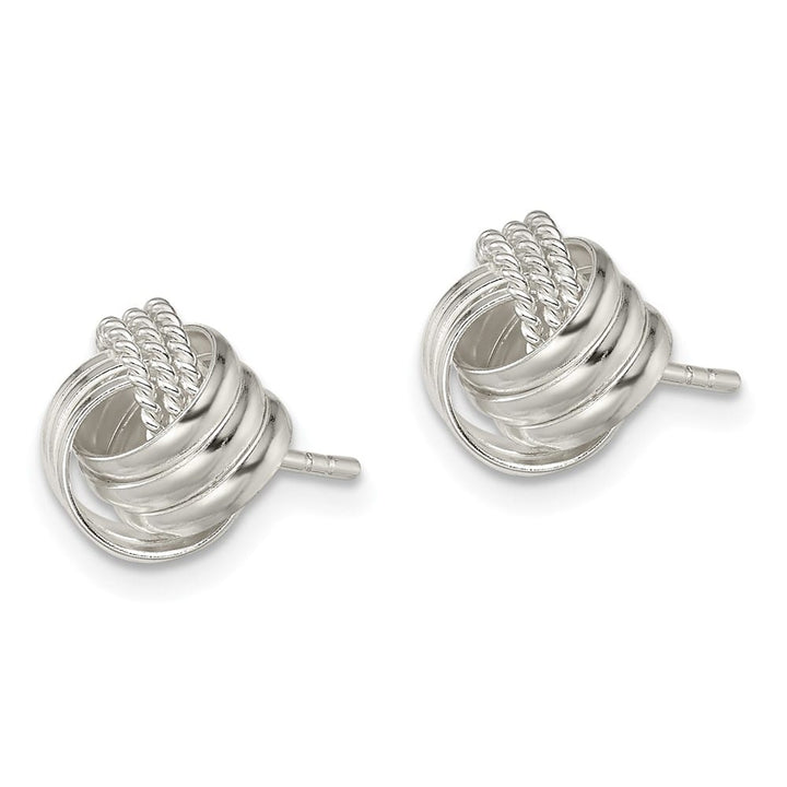 Sterling Silver Polished and Textured 10mm Knot Post Earrings