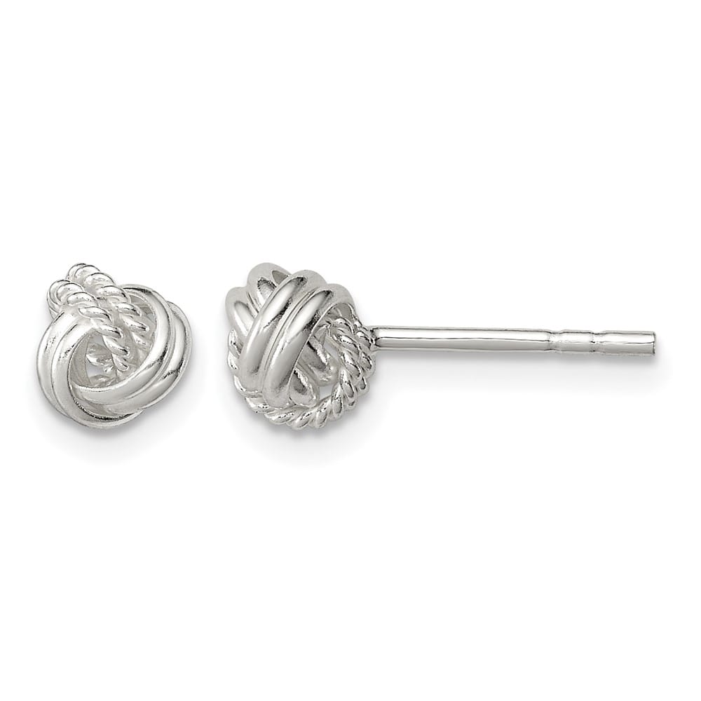 Sterling Silver Polished and Textured 7mm Knot Post Earrings