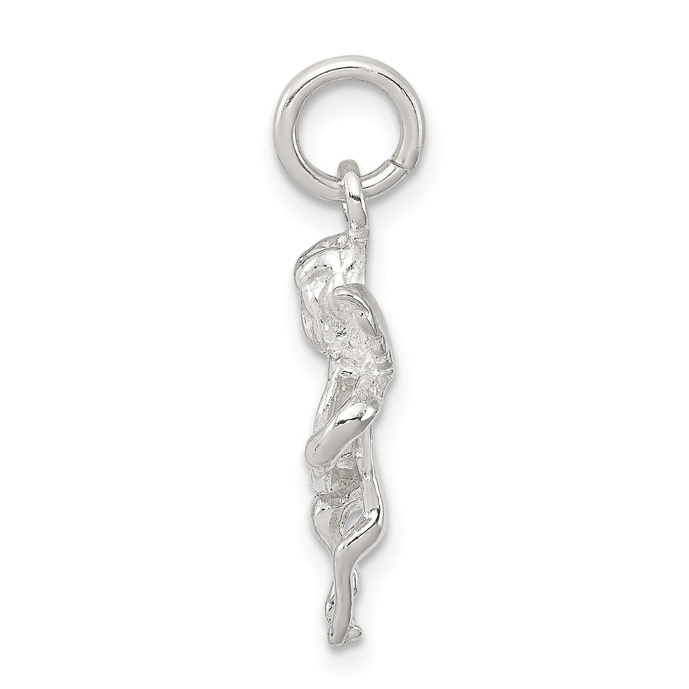 Sterling Silver Polished and Textured Angel Love Pendant