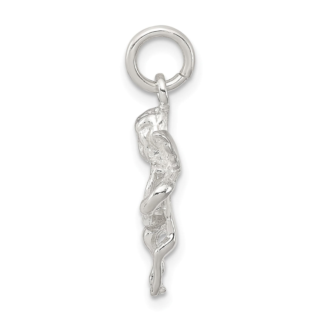 Sterling Silver Polished and Textured Angel Love Pendant