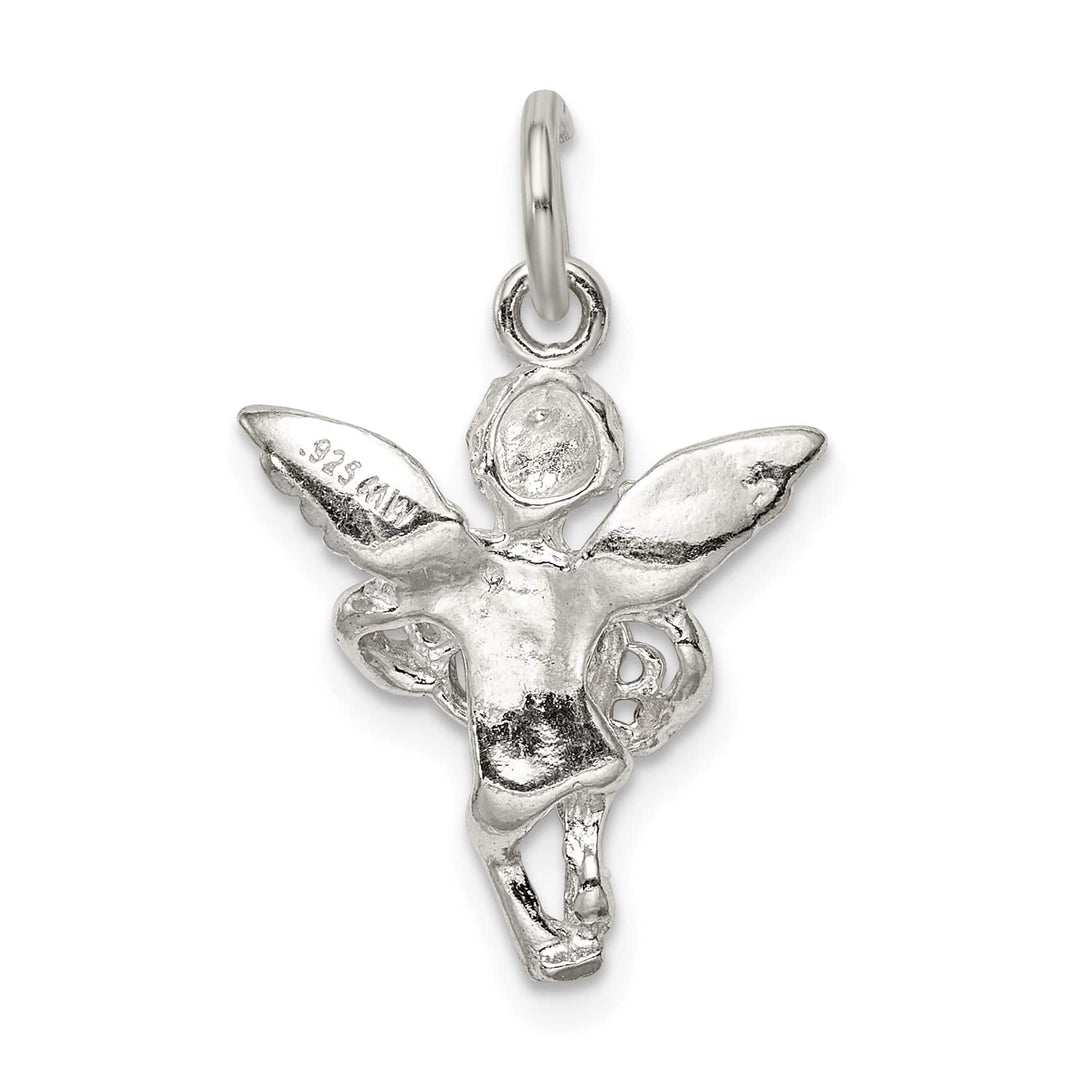 Sterling Silver Polished and Textured Angel Love Pendant