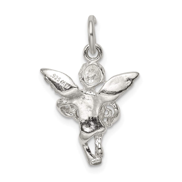 Sterling Silver Polished and Textured Angel Love Pendant