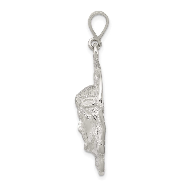 Sterling Silver Polished and Textured Jesus Head Pendant