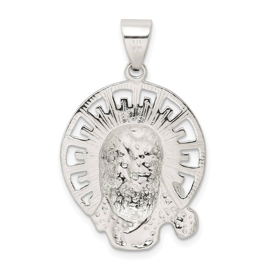 Sterling Silver Polished and Textured Jesus Head Pendant