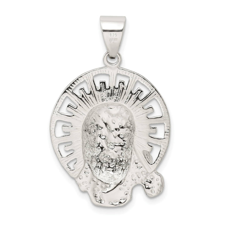 Sterling Silver Polished and Textured Jesus Head Pendant