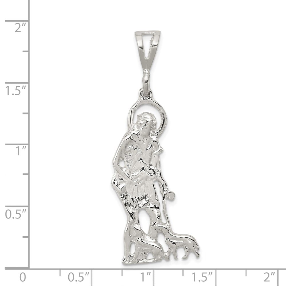 Sterling Silver Polished and Textured St. Lazarus Pendant