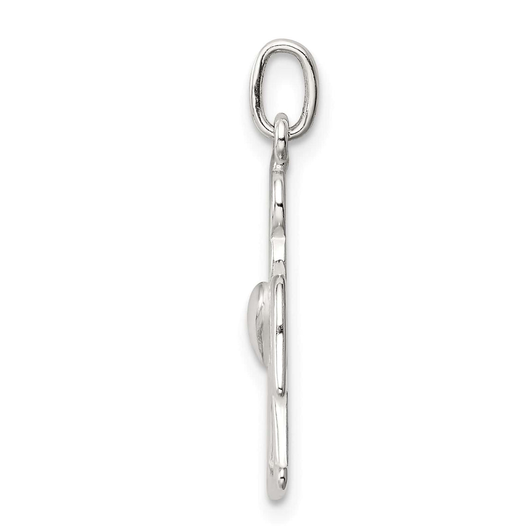 Sterling Silver Polished Angel with Heart Charm
