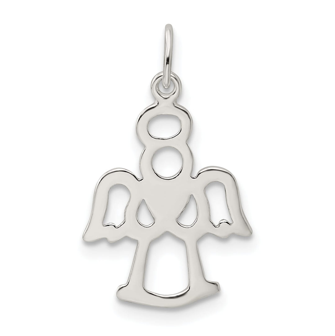 Sterling Silver Polished Angel with Heart Charm